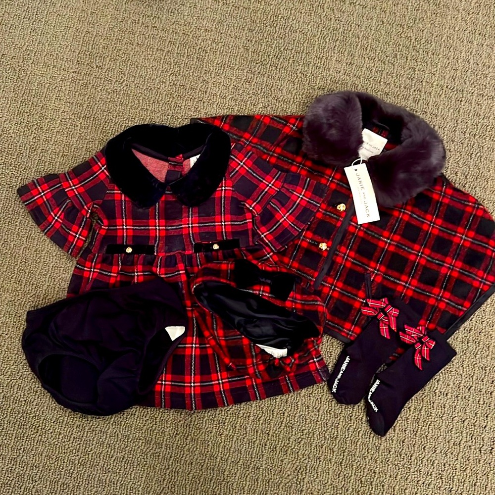 Janie and Jack cape dress hat socks set